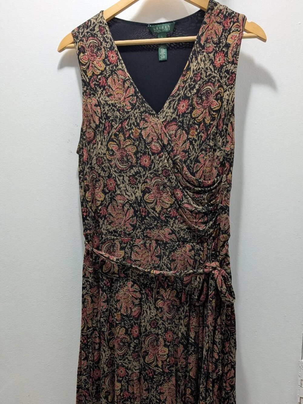 Ralph Lauren Pink Paisley Faux Wrap Dress Size L